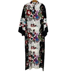 Kaftan 100% Silk by Industie B. Maxi Dress Robe Women’s Size Small.